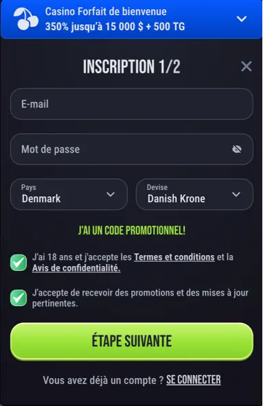 Formulaire d’inscription SlimKing